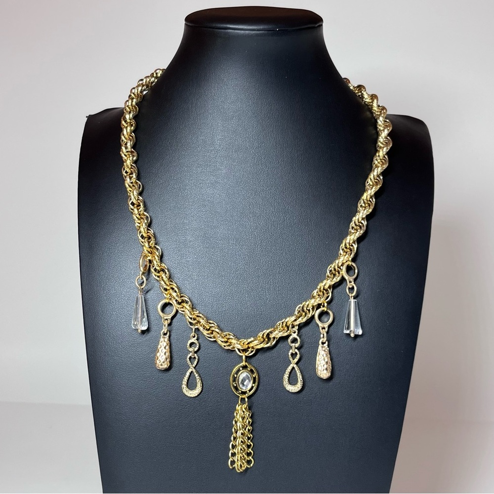 Vintage Artisan Golden Charm Necklace
